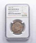 Mint Error MS64 1964 Kennedy Half Dollar Curved Clip @ 6:30 NGC