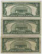 3 Much Scarcer Series of 1928 $5 Red Seal Notes