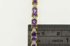 14K Yellow Gold Oval Amethyst Diamond Accent Vintage Tennis Bracelet