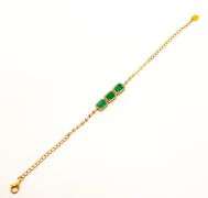 Breathtaking 18kt Yellow Gold Baracelet With  Emerald Gemstones and Round Cut Diamonds