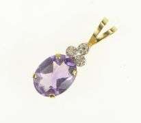14K Yellow Gold Amethyst Diamond Cluster Accent Vintage Charm/Pendant