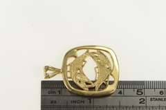 14K Yellow Gold Vintage Pisces Medallion Astrology Zodiac Sign Pendant
