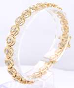 Elegant Yellow Gold Circle Diamond Tennis Bracelet