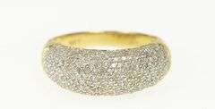 14K Yellow Gold 0.90 Ctw Pave Diamond Rounded Band Ring