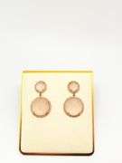 Polished 18k Yellow Gold Rose Quartz Earrings with Diamond studs