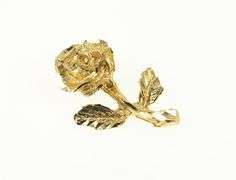 14K Yellow Gold Rose Flower 3D Romantic Valentine Love Pendant