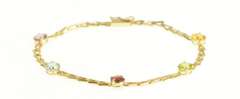 14K Yellow Gold Amethyst Topaz Citrine Triangle Link Chain Bracelet