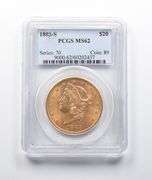 MS62 1883-S $20 Liberty Head Gold Double Eagle PCGS