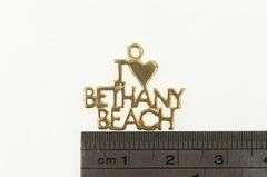 14K Yellow Gold I Love Bethany Beach Delaware Souvenir Charm/Pendant