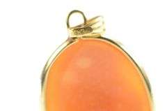 14K Yellow Gold Oval Carved Shell Cameo Vintage Classic Pendant