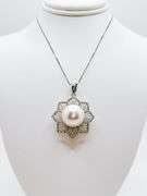 14kt Solid Gold, South Sea Pearl, & Diamond Pendant Necklace