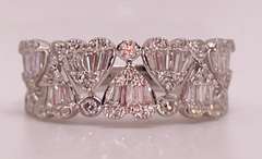 18KT SOLID WHITE GOLD & DIAMOND BAND RING