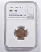 MS64 RB 1909 Lincoln Wheat Cent NGC