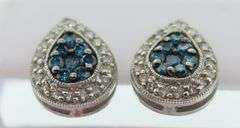 Dark and Light Diamond Earring with 14k White Gold