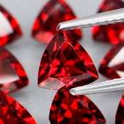 Premium 8.20ct trillion cut cherry red Garnet set