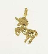 14K Yellow Gold Diamond Cut Unicorn Unique Symbol Charm/Pendant