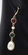 Fresh Water Pearl and Multi Gemstone Dangle Earrings