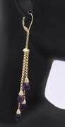 Wonderful Yellow Gold Amethyst Dangle Earrings
