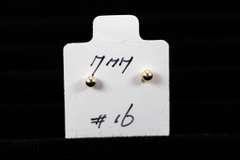 10k Yellow Gold 7mm Round Ball Stud Earrings