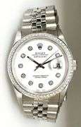 ROLEX UNISEX/MENS 36MM SS DATEJUST JUBILEE BAND CUSTOM WHT DIAMOND DIAL CUSTOM DIAMOND BEZEL