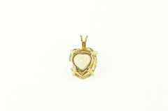 14K Yellow Gold Heart Lemon Quartz Retro Love Symbol Pendant