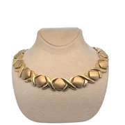 14K GOLD TWISTED NECKLACE, HALF POLISHED HALF SATIN