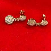 CERTIFIED 14K GOLD AND DIAMOND CLUSTER DROP EARRINGS