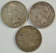 3 Better date Peace Silver Dollars: 1923-D, 1926-D, & 1935-S