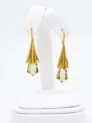 Captivating Citrine "Flower" Dangling Earrings in 18K Yellow Gold