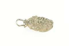 Sterling Silver Round Textured Nugget Abstract Heavy Medallion Pendant