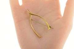 14K Yellow Gold Wish Bone Retro Good Luck Symbol Pendant