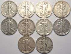 Lot Of 10 Walking Liberty Half Dollars Circulated