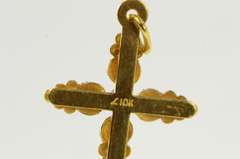 10K Yellow Gold Black Hills Leaf Cross Christian Faith Charm/Pendant