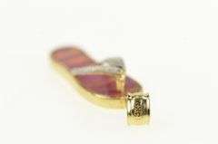 14K Yellow Gold Pink Sim. Opal Inlay Two Tone Flip Flop Charm/Pendant