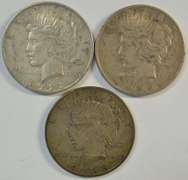 3 Better date Peace Silver Dollars: 1923-D, 1926-D, & 1935-S