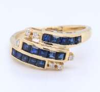 Charming Yellow Gold Square Cut Channel Set and Diamond Ring