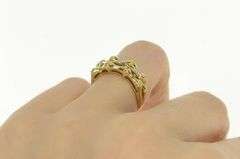 14K Yellow Gold Diamond Inset Vintage Bamboo Pattern Tiered Ring