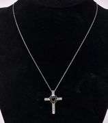 Heavenly Cross Pendant Necklace In 14K White Gold