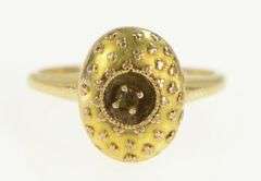 14K Yellow Gold Oval Victorian Domed Engagement Setting Ring