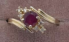 14kt Solid Yellow Gold, Ruby, & Diamond Ring