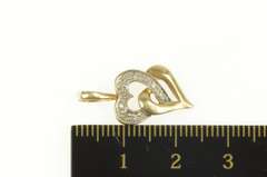 10K Yellow Gold Diamond Interlocking Heart Love Symbol Pendant