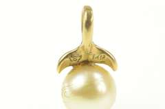 14K Yellow Gold Pearl Classic Leaf Accent Simple Statement Pendant
