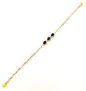 Sublime 18kt Yellow Gold Bracelet With Teardrop Sapphires and Round Cut Diamonds