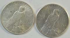 Flashy-white 1926-P & 1926-S Peace Silver Dollars. Better dates