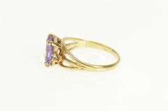 14K Yellow Gold Emerald Cut Amethyst CZ Accent Vintage Ring