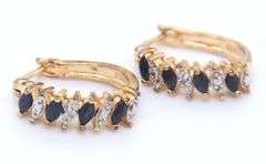 Lot of 2 Vintage 925 Sterling Silver Gemstone Dangle Earrings