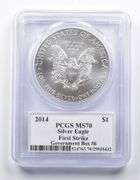 MS70 2014 American Silver Eagle FS Government Box#6 Sign Mercanti PCGS
