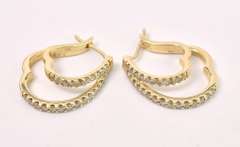 Lovely Heart Diamond Earrings In 14K Yellow Gold