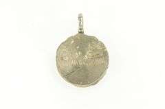 Sterling Silver Round Textured Nugget Abstract Heavy Medallion Pendant