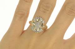 10K Yellow Gold 0.50 Ctw Diamond Encrusted Cluster Statement Ring